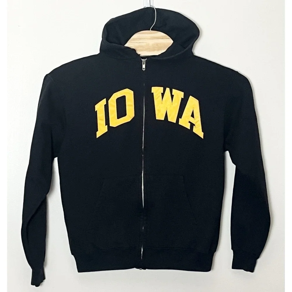 Champion Iowa Hawkeyes Hoodie Men's Medium Black Full Zip NCAA Collegiate Sports